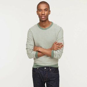 J. Crew Men’s 100% Cotton Thin Striped Garter Stitch Crew Neck Sweater Size M